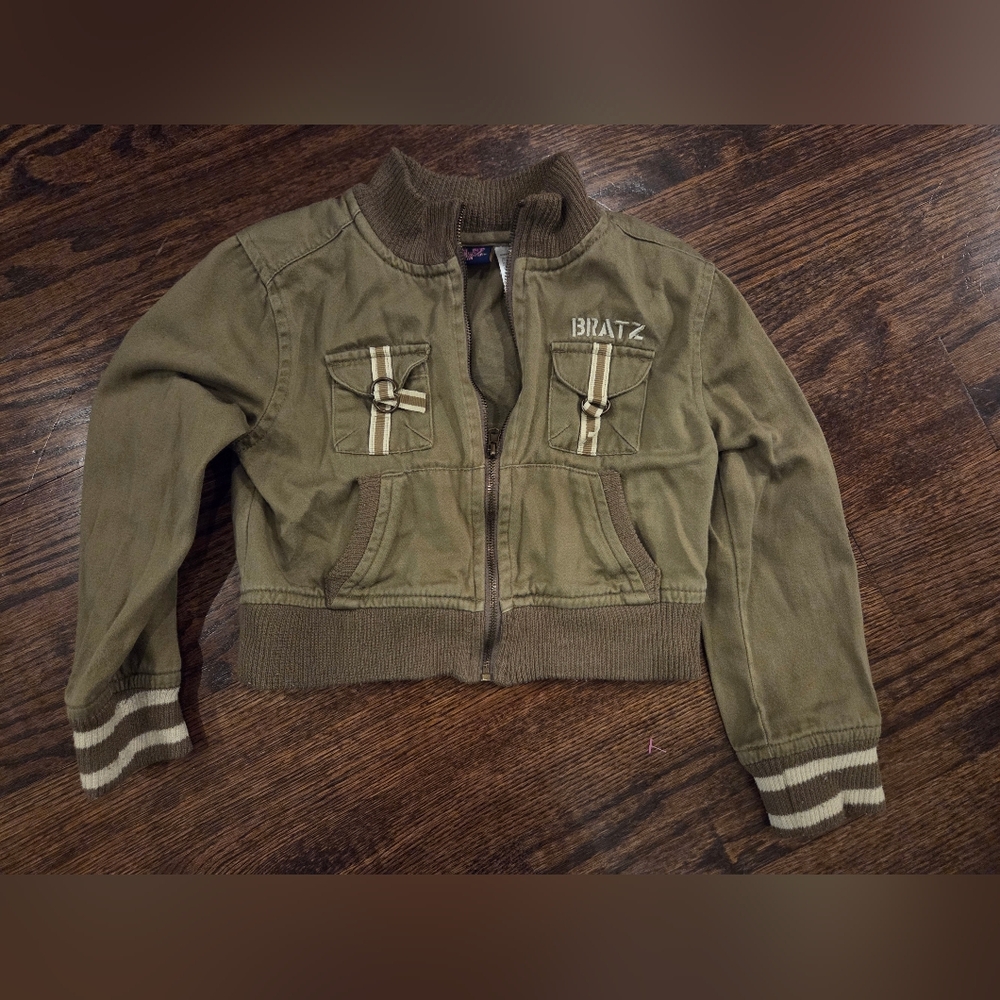 Bratz‎ Kids XS (4/5) Olive Green Bomber Jacket